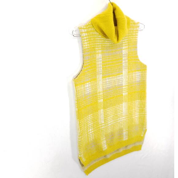 The Limited Sweater Women Medium Yellow Sleeveless Cowl Neck Hi Low Hem Pullover - Picture 4 of 10